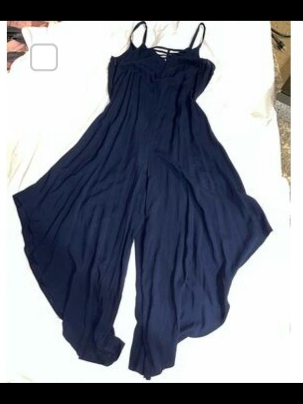 Navy Wide-Leg Spaghetti Strap Jumpsuit